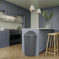 21-Gallon Gray Half-Round Commercial Trash Can with Dome Swing-Door Lid