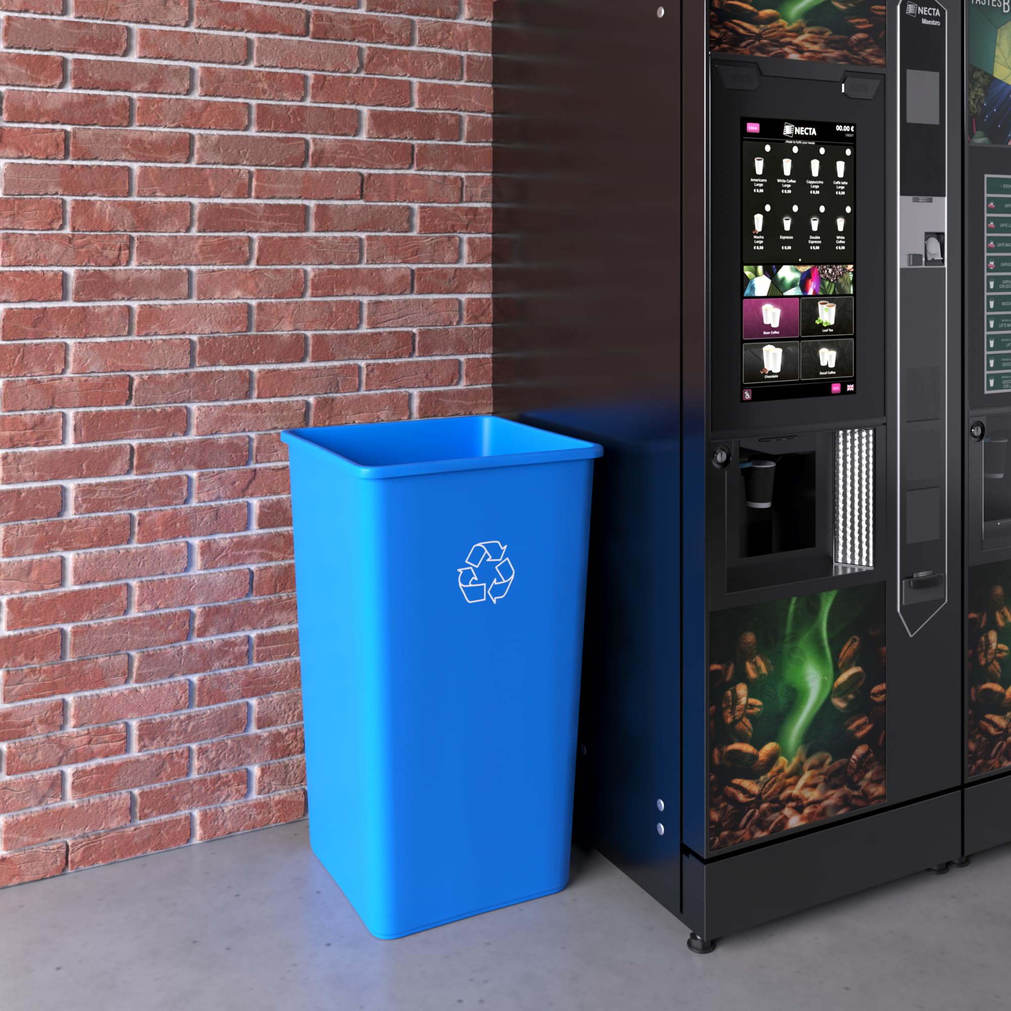 50 Gallon Blue Recycle Square Commercial Trash