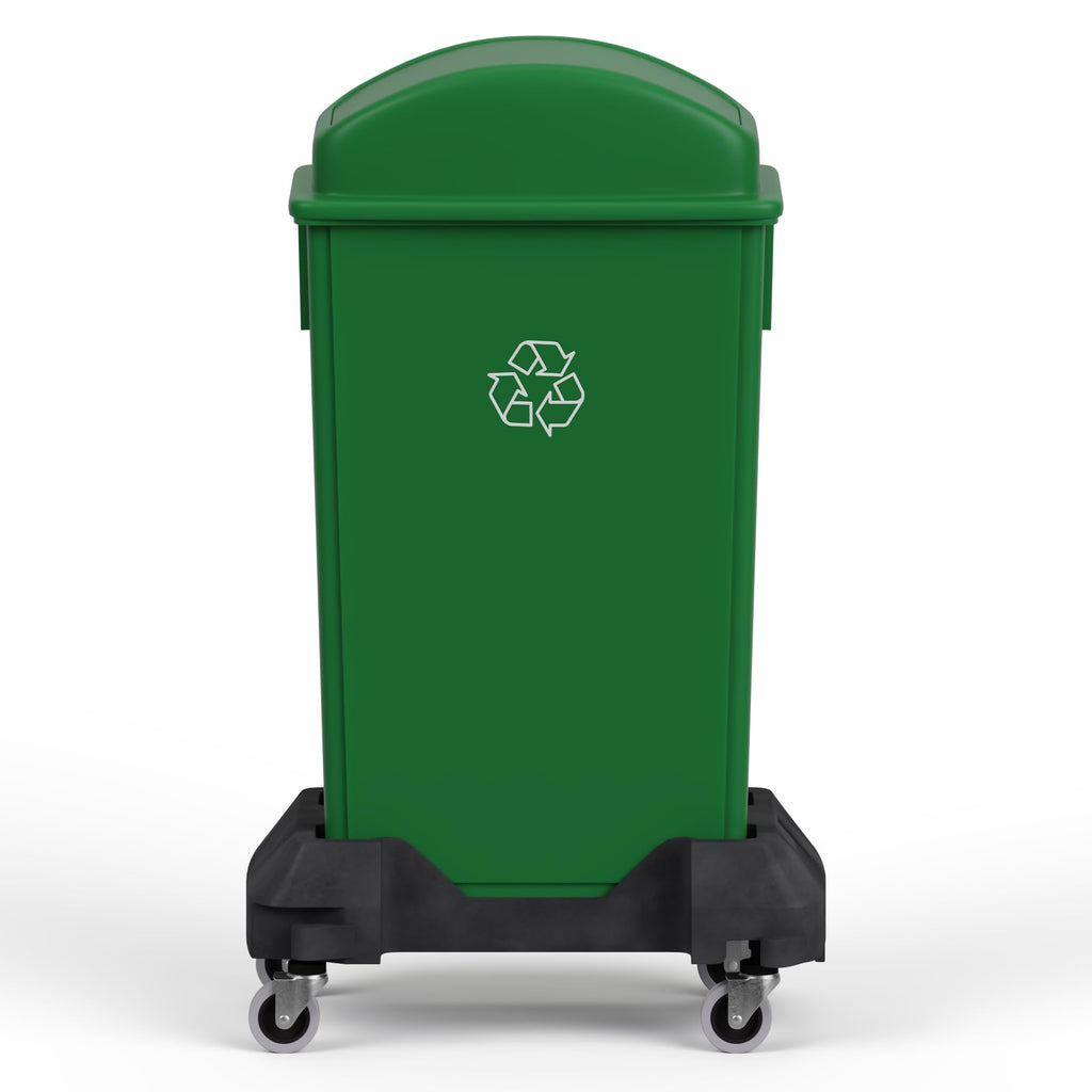 Regal Altair 23-Gallon Green Recycle Slim Trash Can with Swing Dome Lid and Dolly