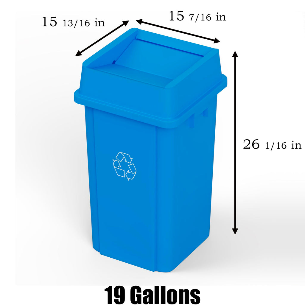 19 Gallon Blue Recycle Square Commercial Trash