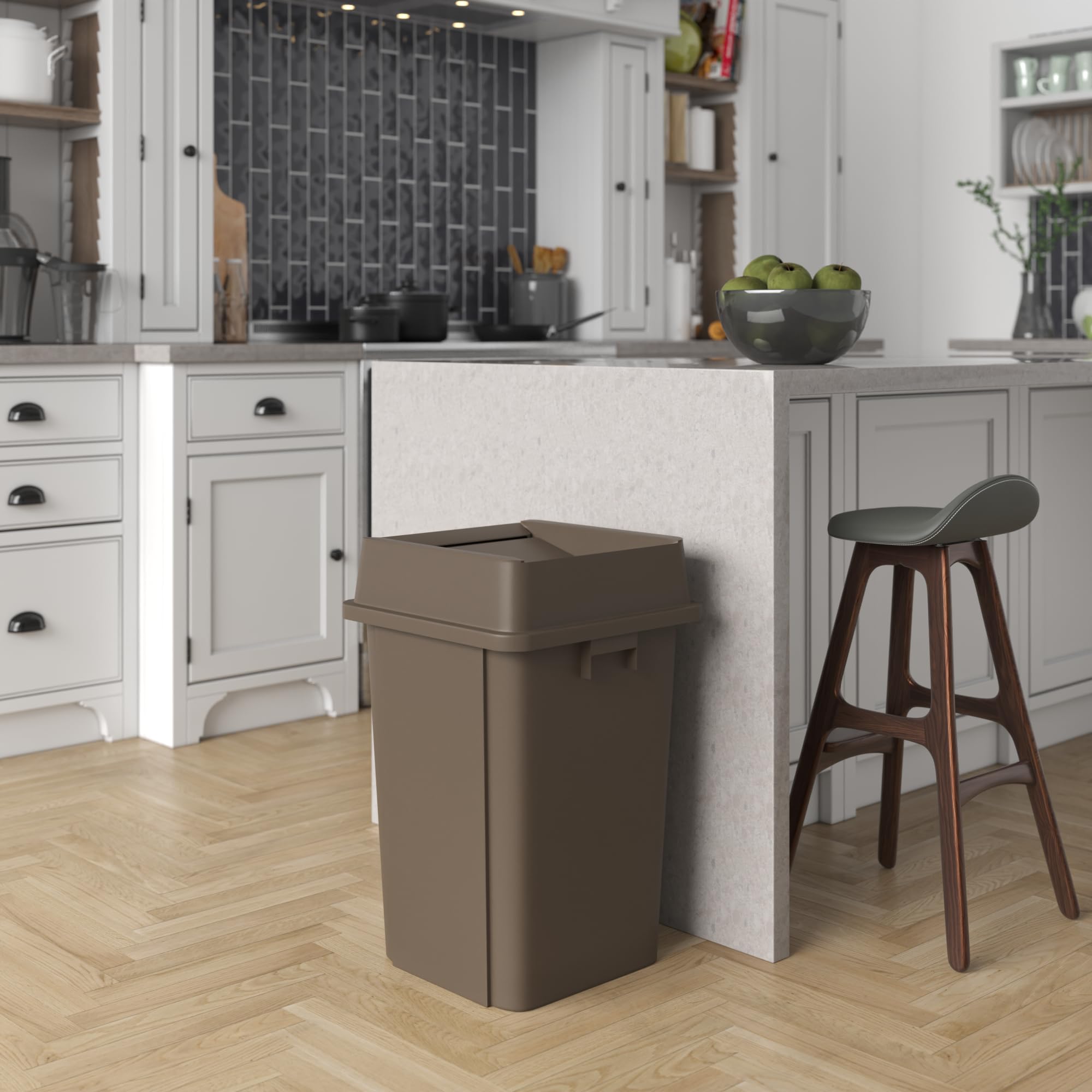 19 Gallon Brown Square Commercial Trash