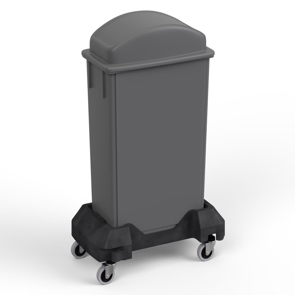 23-Gallon Gray Slim Trash Can with Swing Dome Lid and Dolly