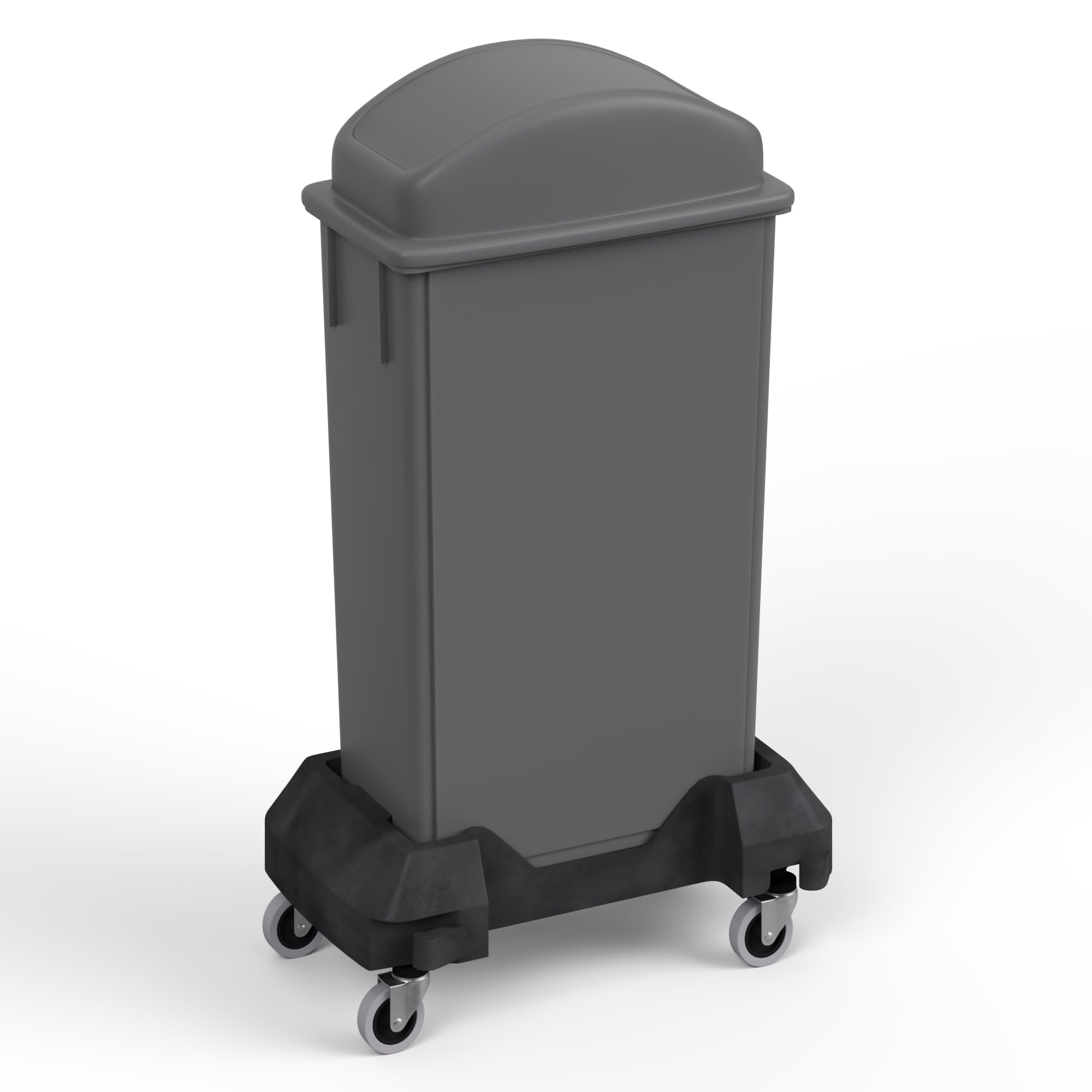 23-Gallon Gray Slim Trash Can with Swing Dome Lid and Dolly
