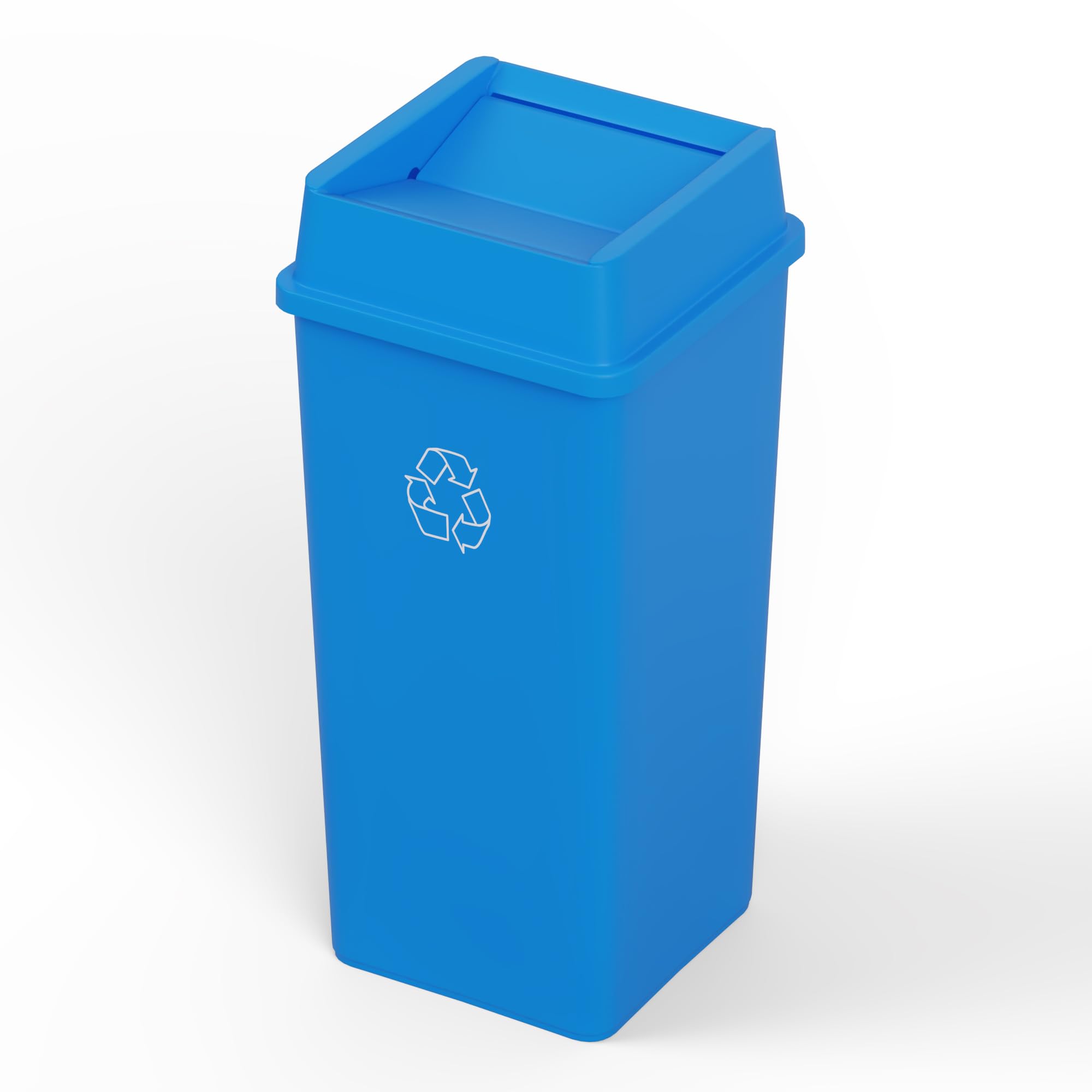 50 Gallon Blue Recycle Square Commercial Trash