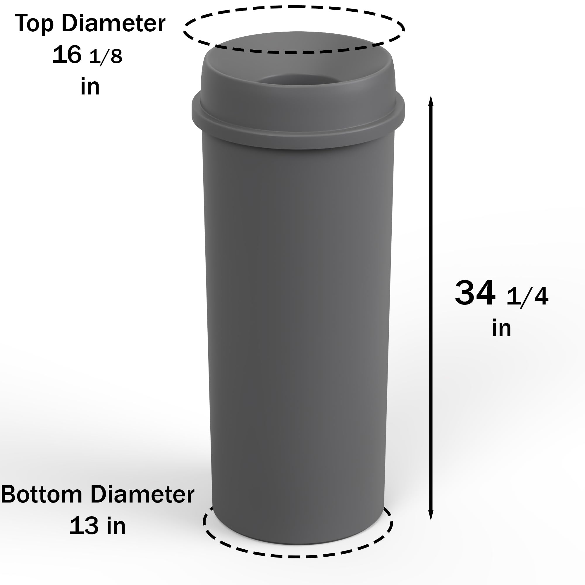 22 Gallon Gray Round Waste Basket with Funnel Lid