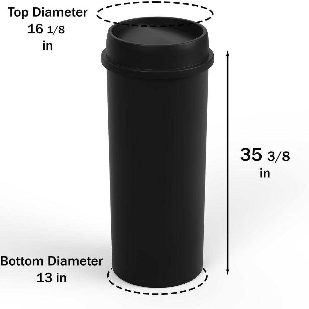 22 Gallon Black Round Waste Basket with Swing-Top Lid