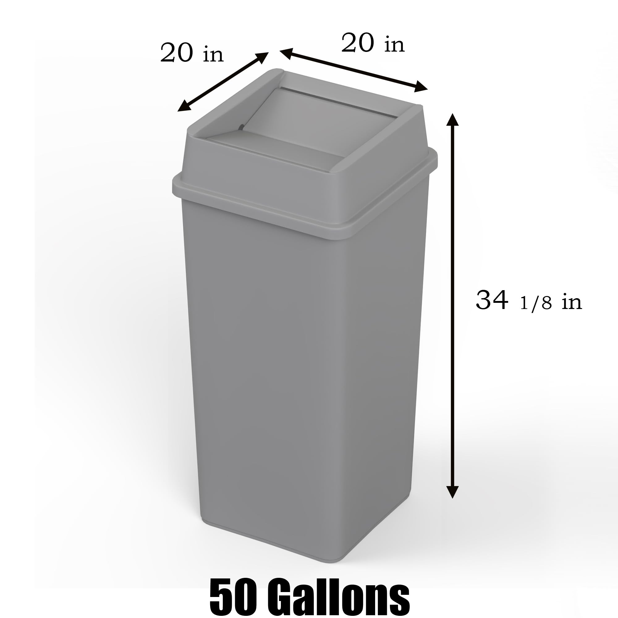 50 Gallon Gray Square Commercial Trash