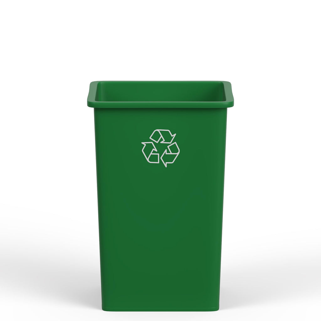 35 Gallon Green Recycle Square Commercial Trash