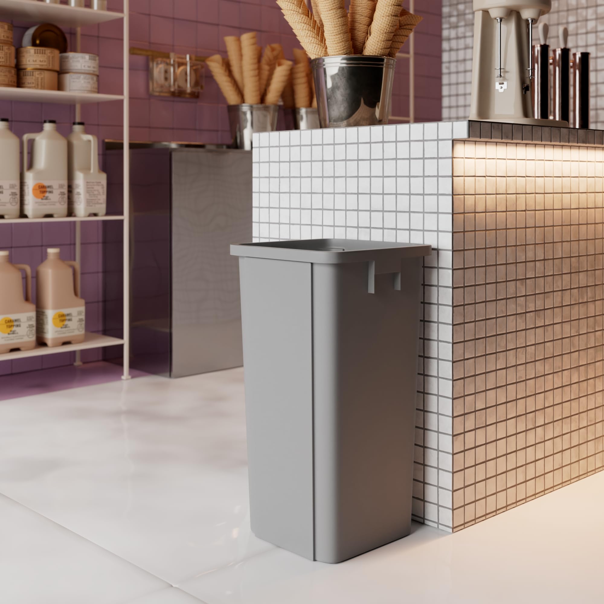 23 Gallon Gray Square Commercial Trash