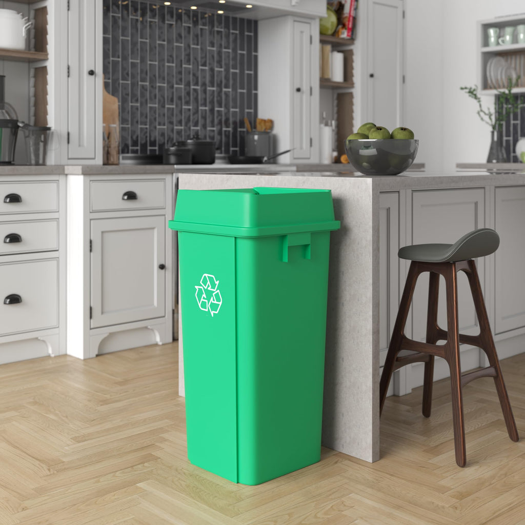 23 Gallon Green Recycle Square Commercial Trash