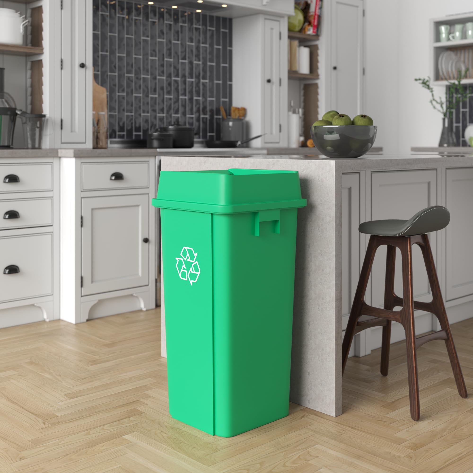 23 Gallon Green Recycle Square Commercial Trash