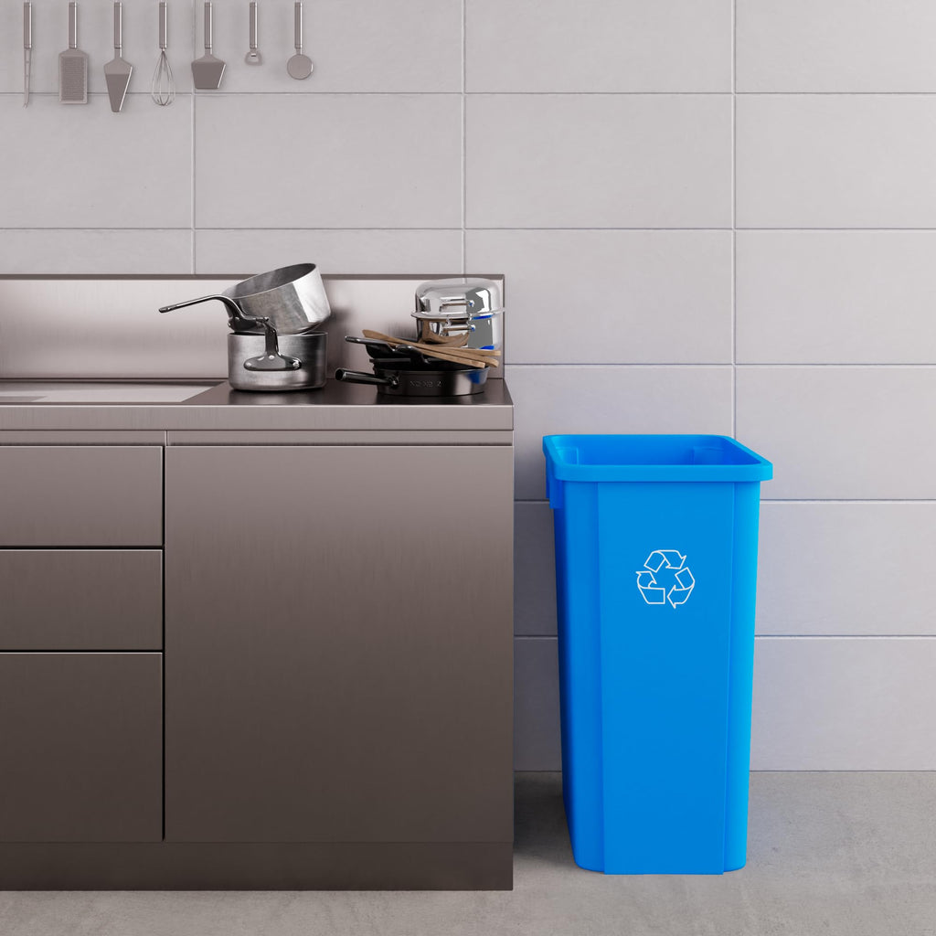 23 Gallon Blue Recycle Square Commercial Trash