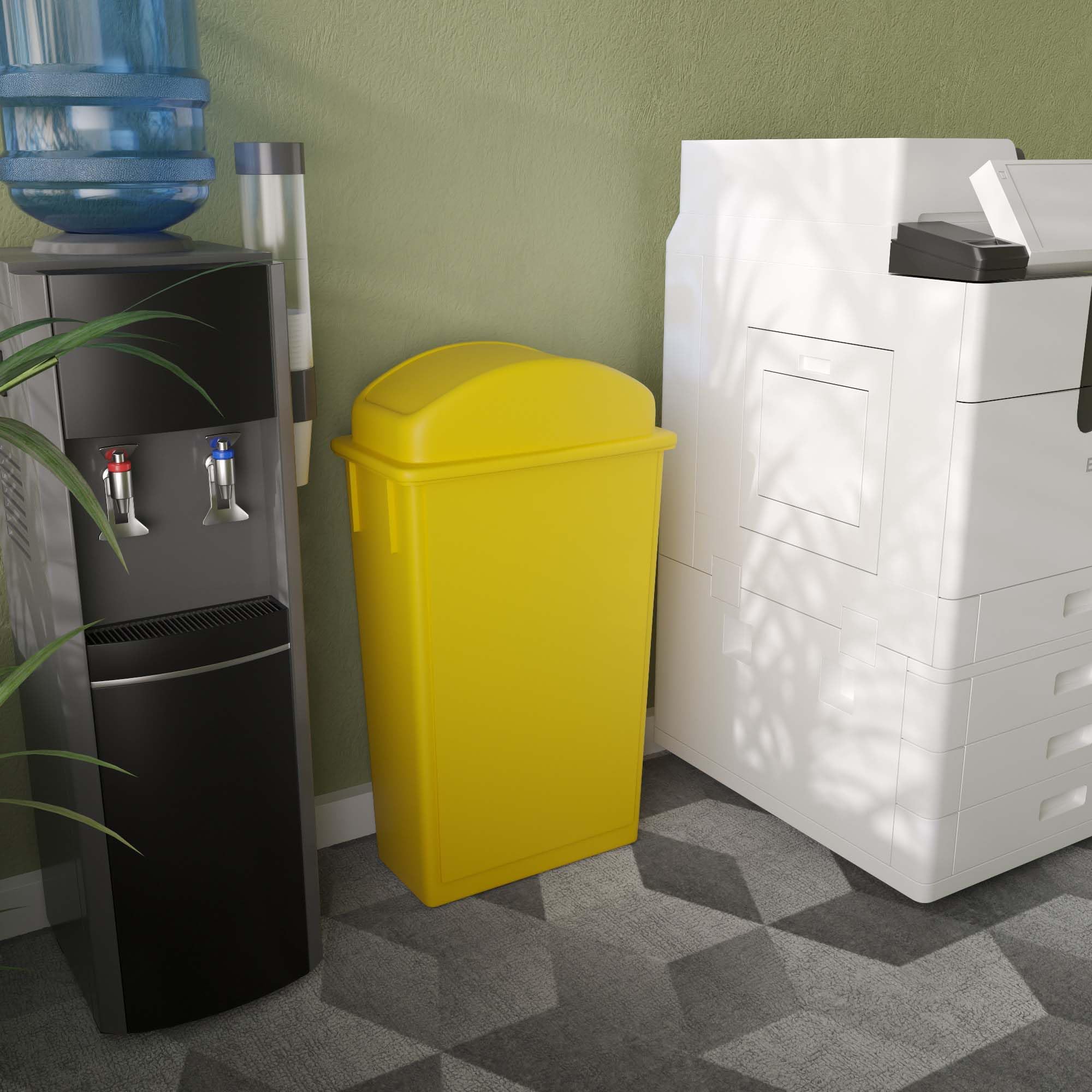 23-Gallon Yellow Slim Trash Can with Swing Dome Lid