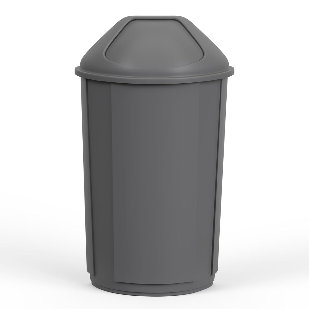 21-Gallon Gray Half-Round Commercial Trash Can with Dome Swing-Door Lid