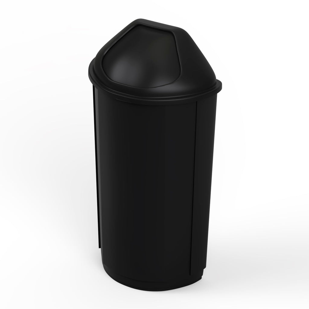 21-Gallon Black Half-Round Commercial Trash Can with Dome Swing-Door Lid