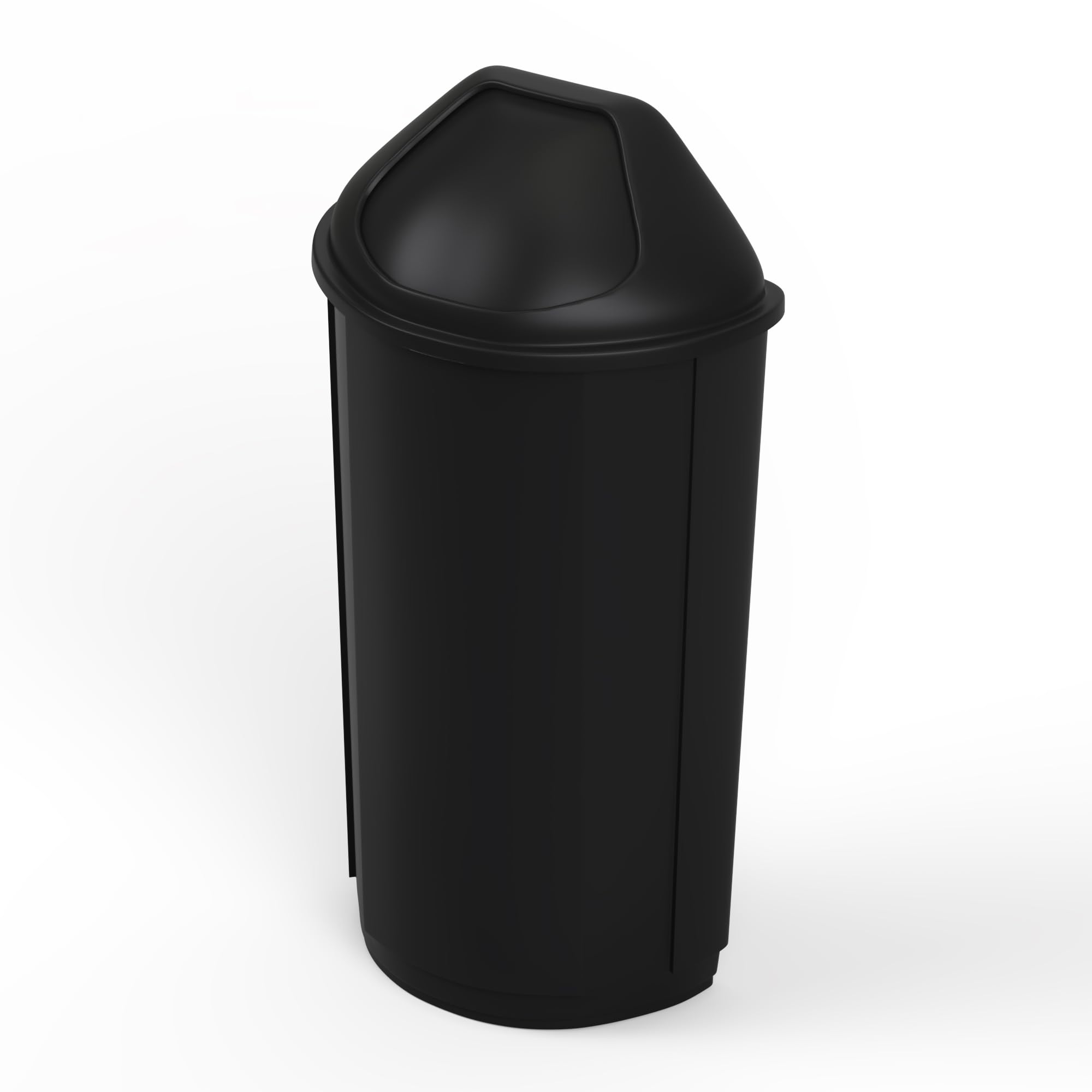 21-Gallon Black Half-Round Commercial Trash Can with Dome Swing-Door Lid