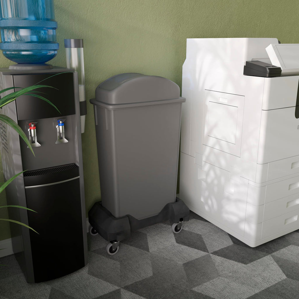 23-Gallon Gray Slim Trash Can with Swing Dome Lid and Dolly