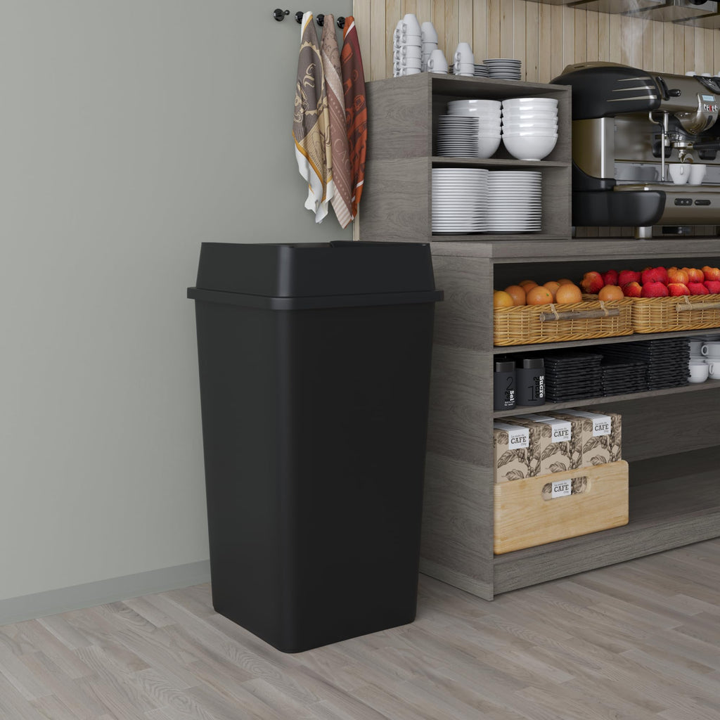 50 Gallon Black Square Commercial Trash Garbage Can with Lid
