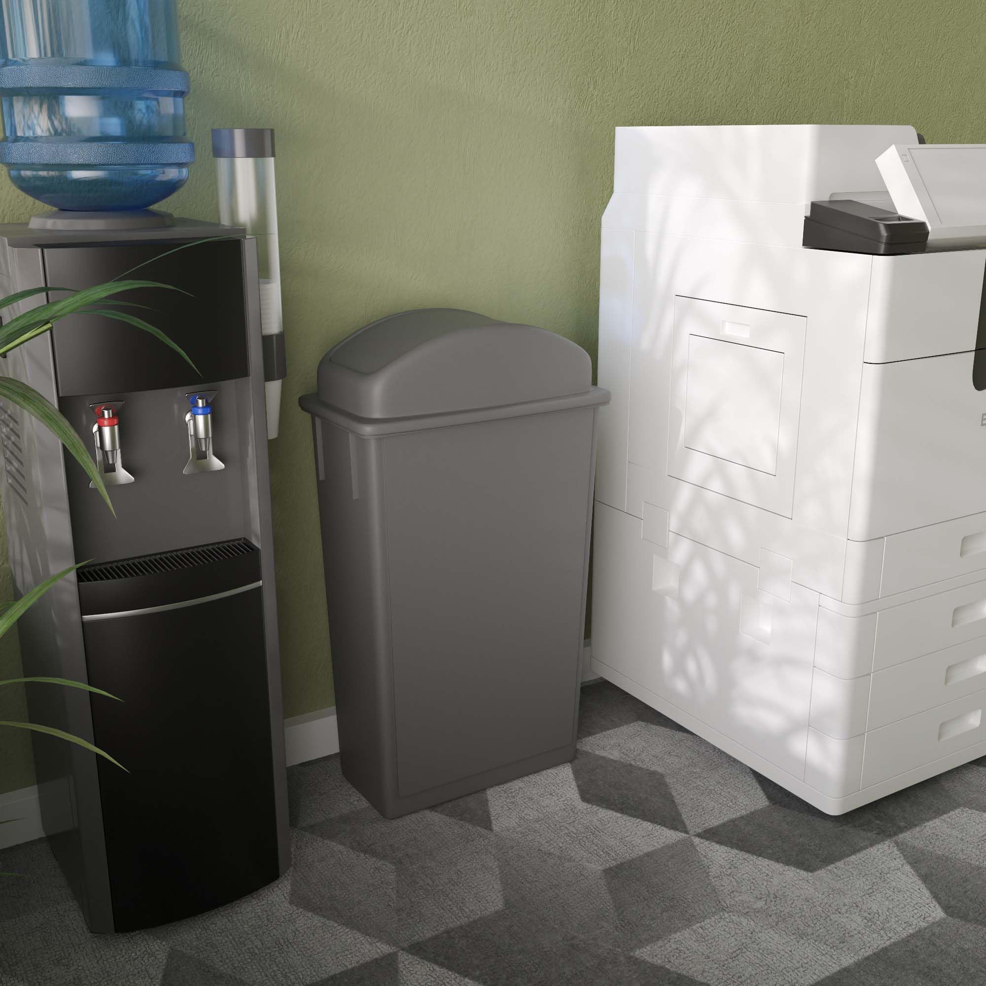 23-Gallon Gray Slim Trash Can with Swing Dome Lid