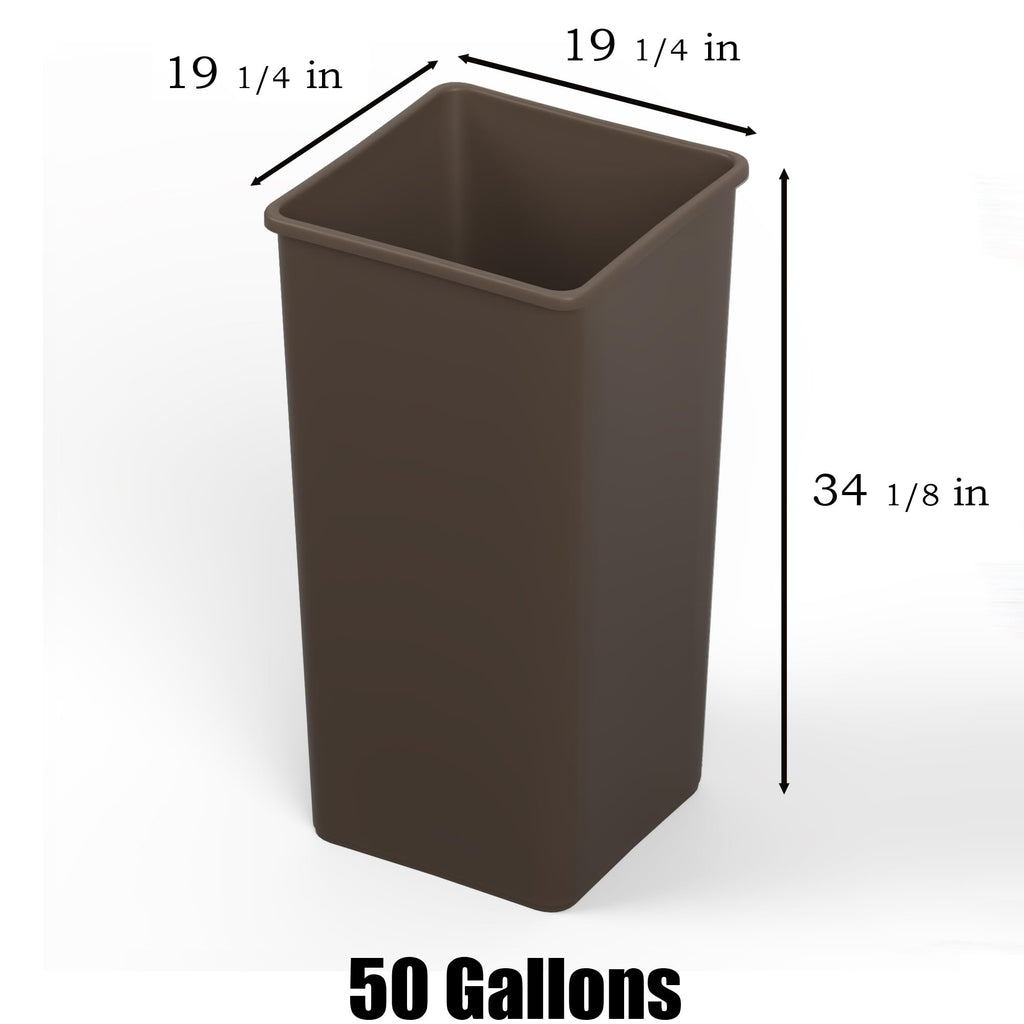 50 Gallon Brown Square Commercial Trash