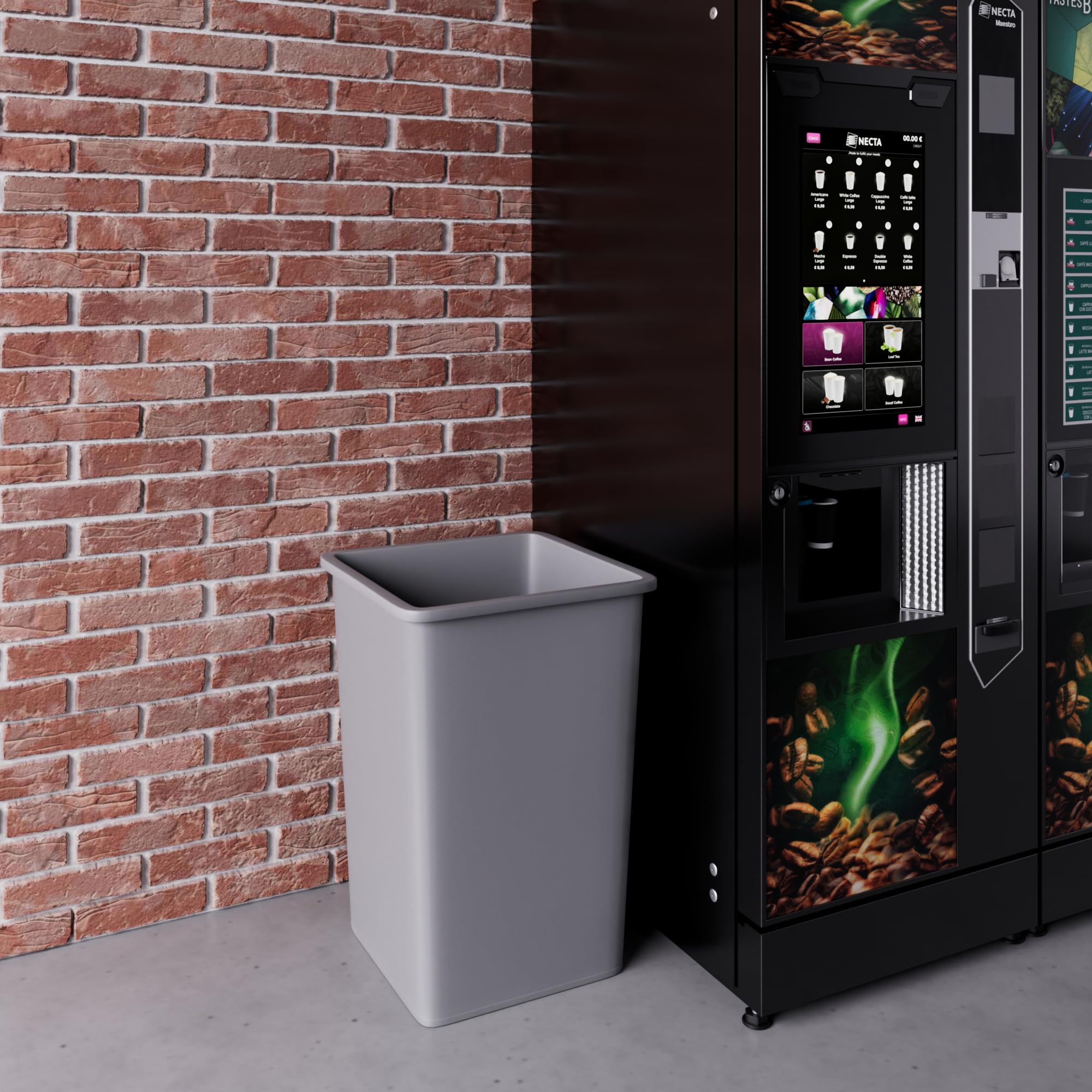 35 Gallon Gray Square Commercial Trash