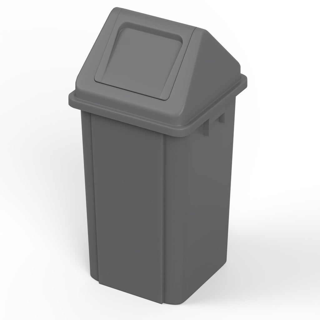 19 Gallon Gray Square Trash Can with Dome Swing Lid