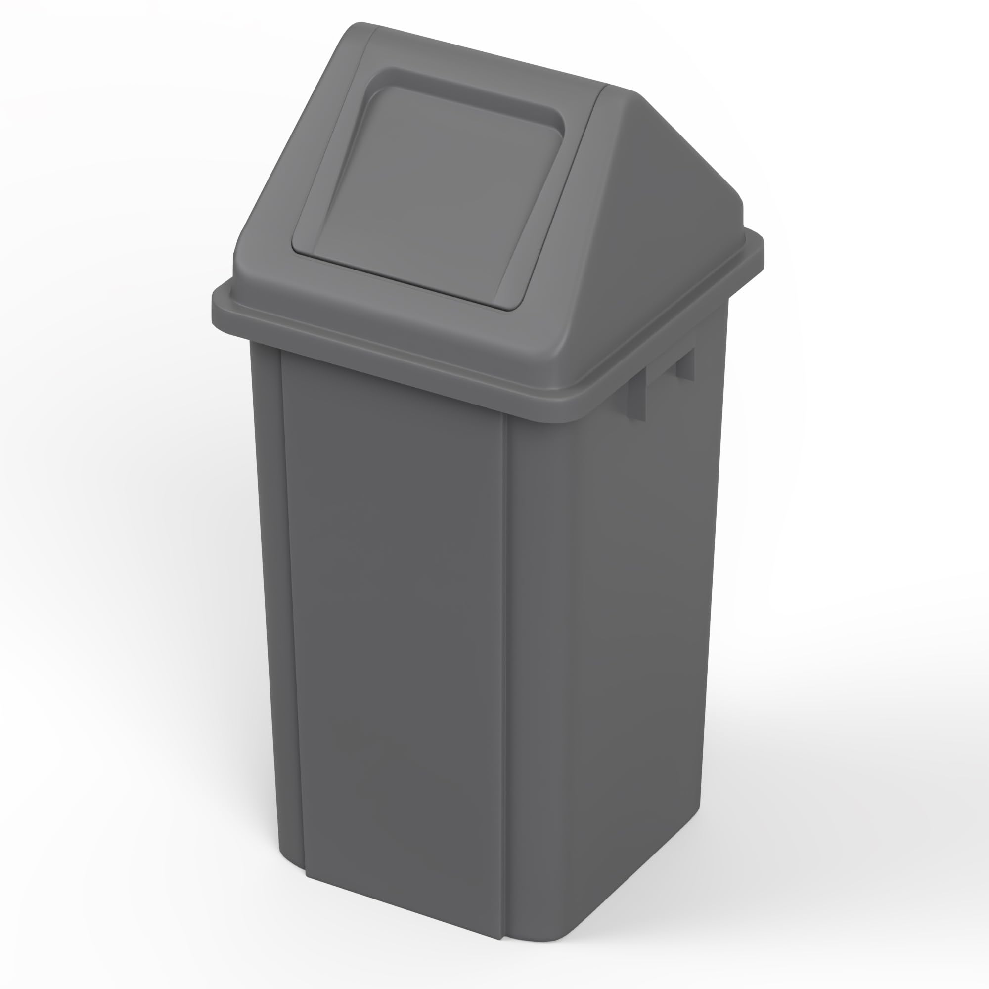 19 Gallon Gray Square Trash Can with Dome Swing Lid