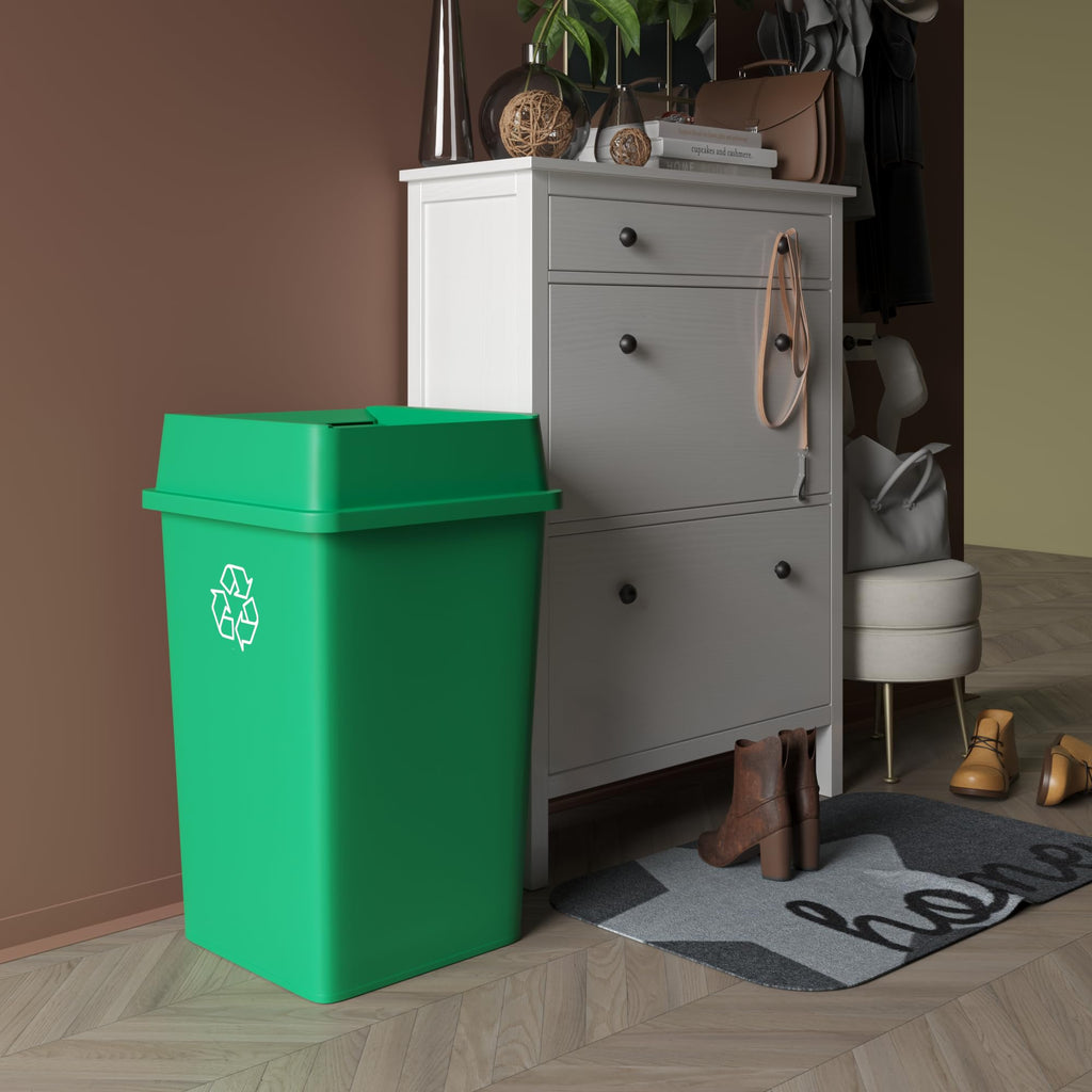 35 Gallon Green Recycle Square Commercial Trash