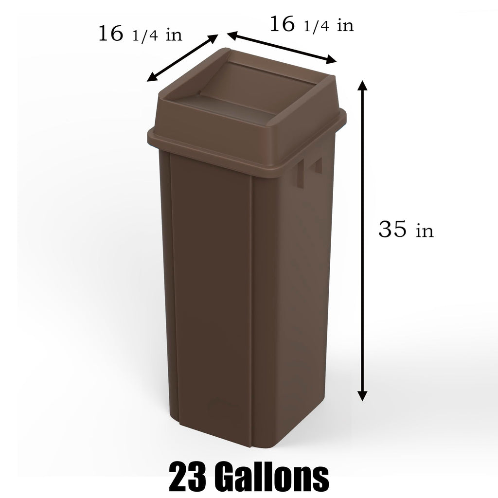 23 Gallon Brown Square Commercial Trash