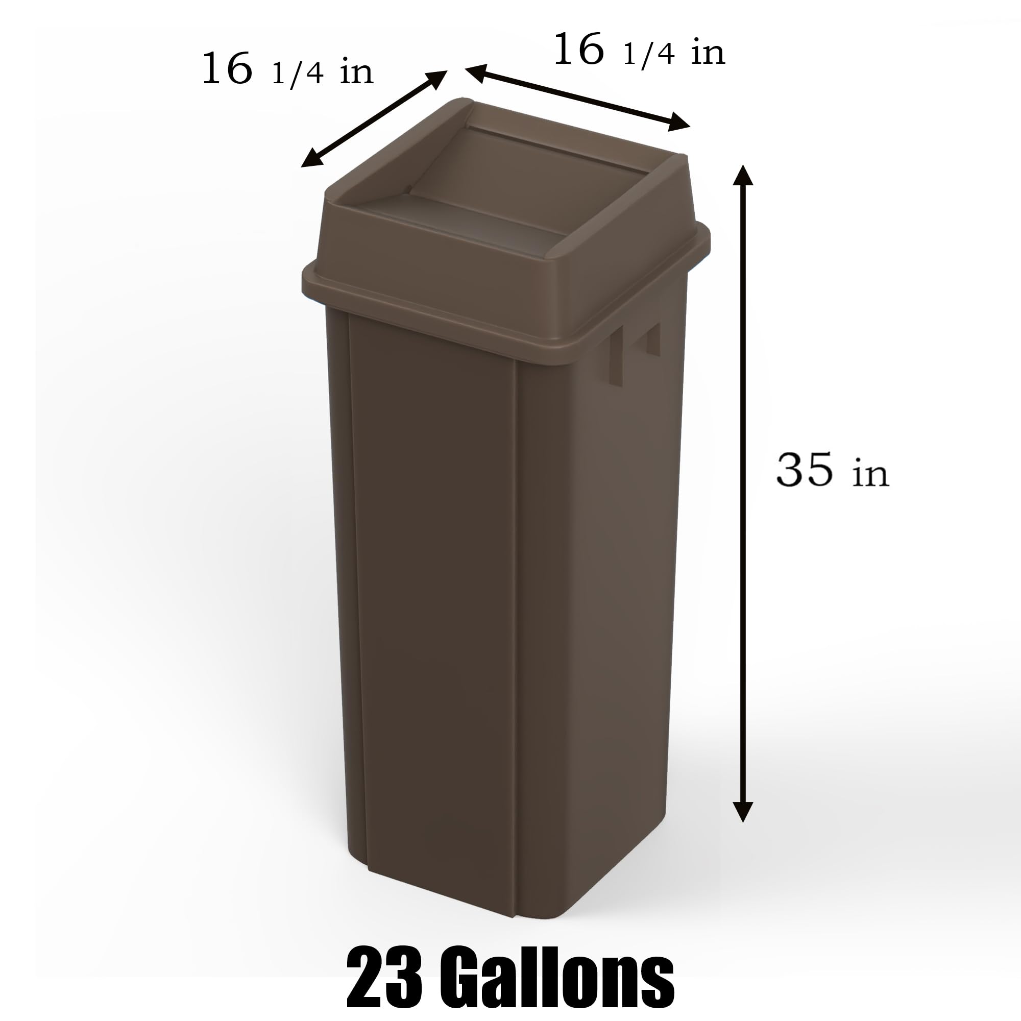 23 Gallon Brown Square Commercial Trash