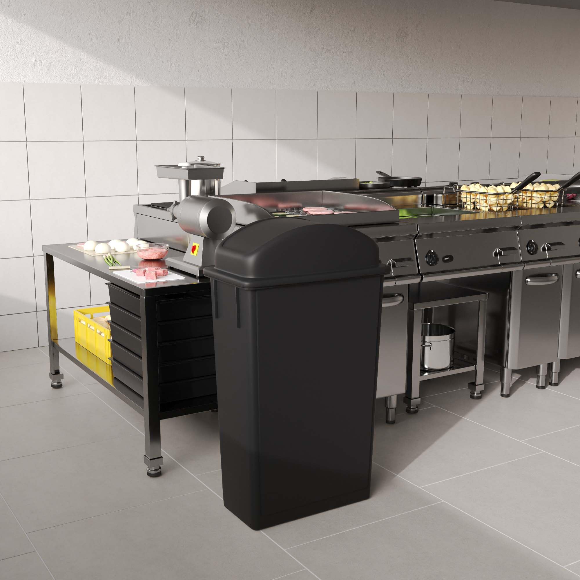 23-Gallon Black Slim Trash Can with Swing Dome Lid