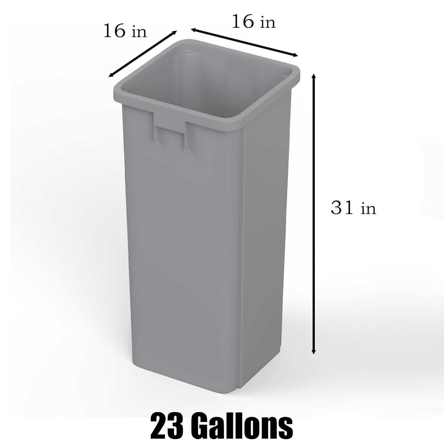 23 Gallon Gray Square Commercial Trash