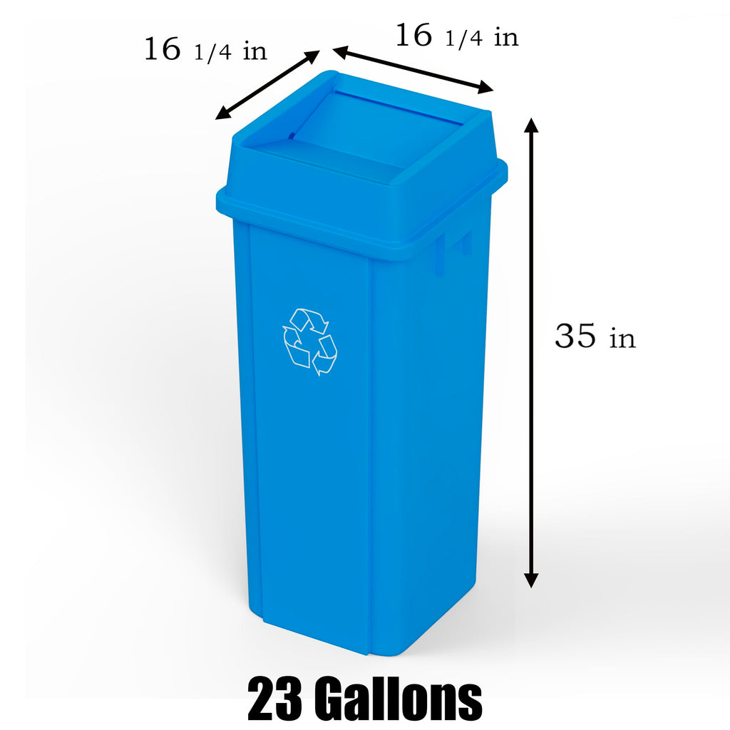 23 Gallon Blue Recycle Square Commercial Trash