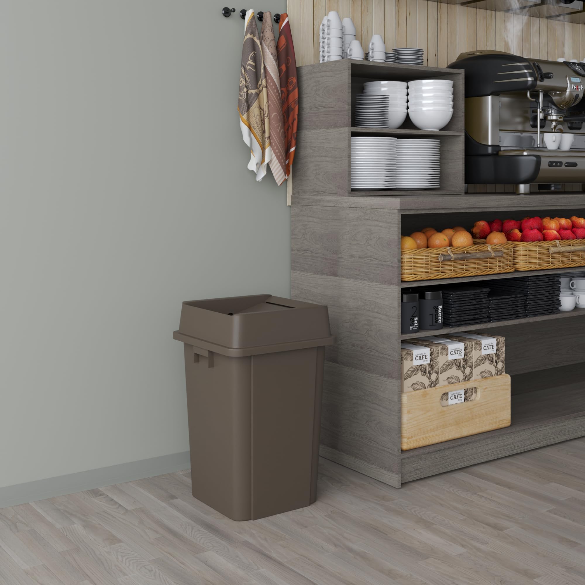 19 Gallon Brown Square Commercial Trash