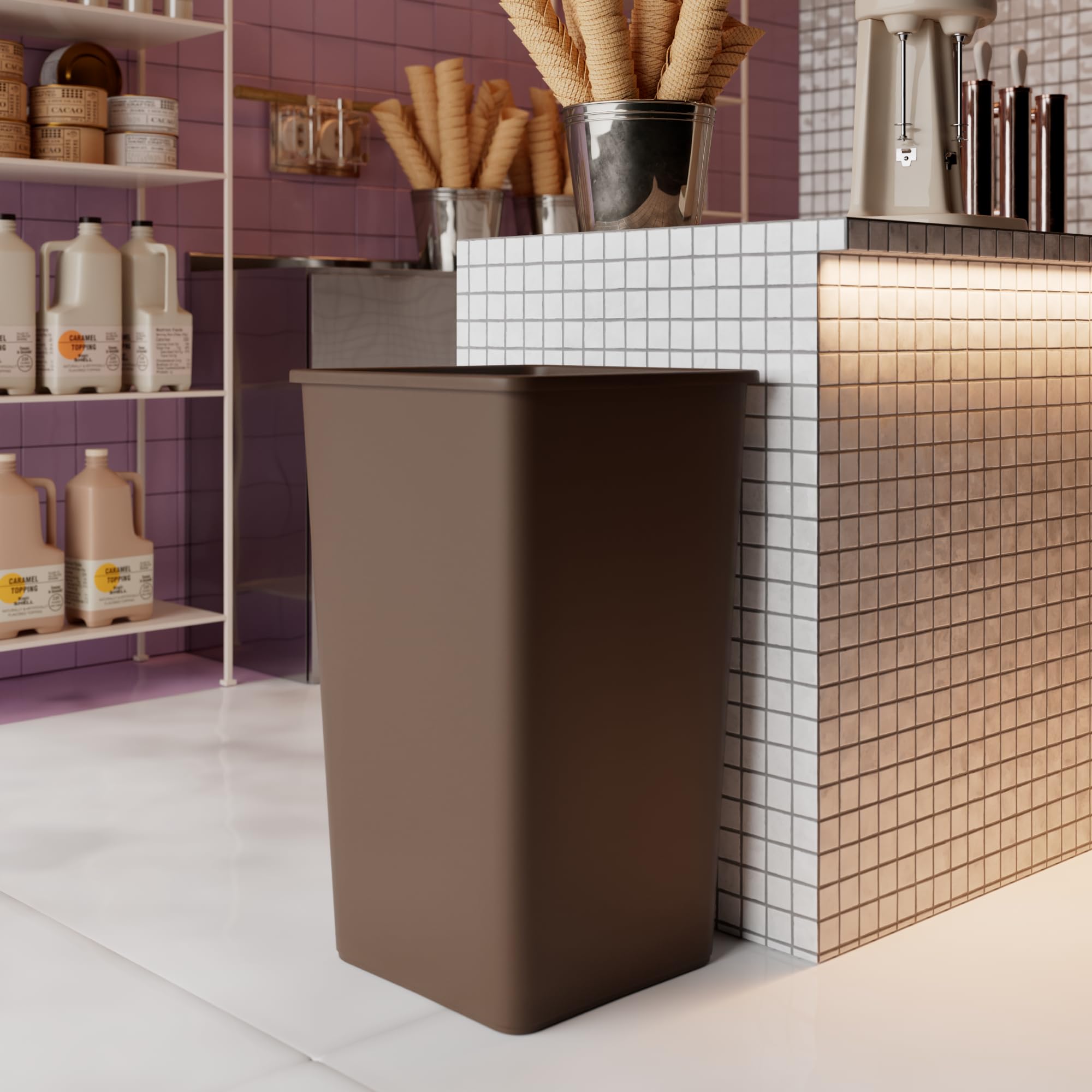 50 Gallon Brown Square Commercial Trash