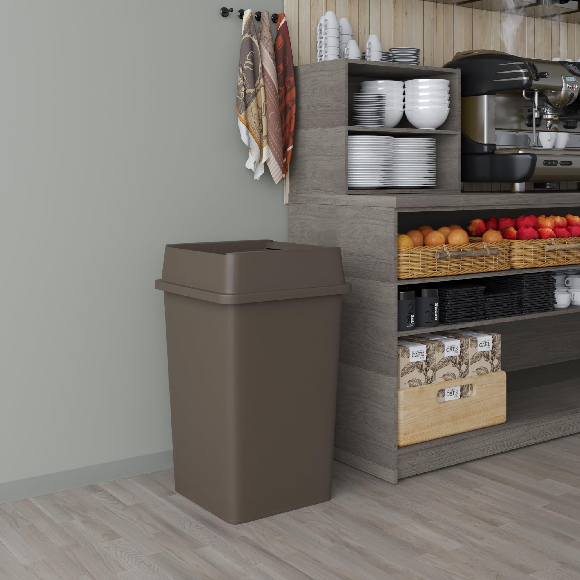 35 Gallon Brown Square Commercial Trash