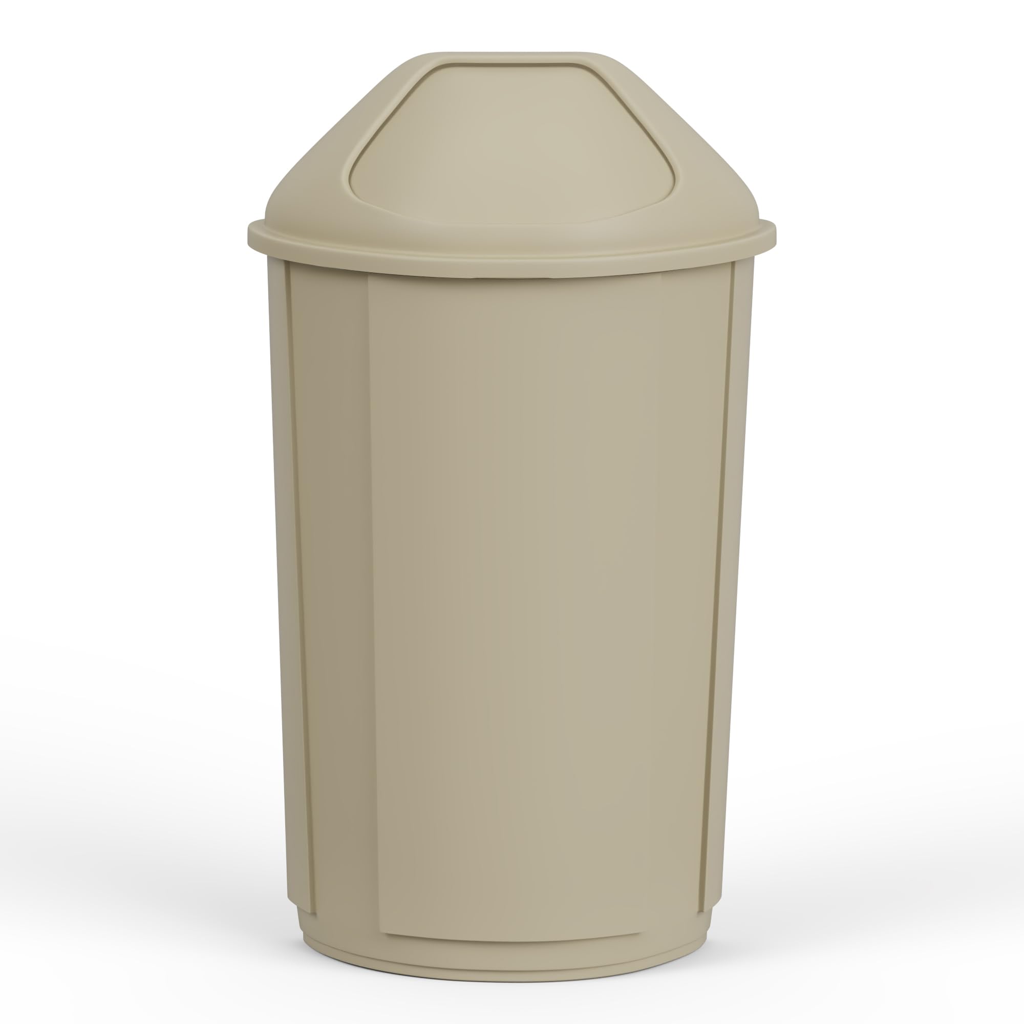 21-Gallon Beige Half-Round Commercial Trash Can with Dome Swing-Door Lid