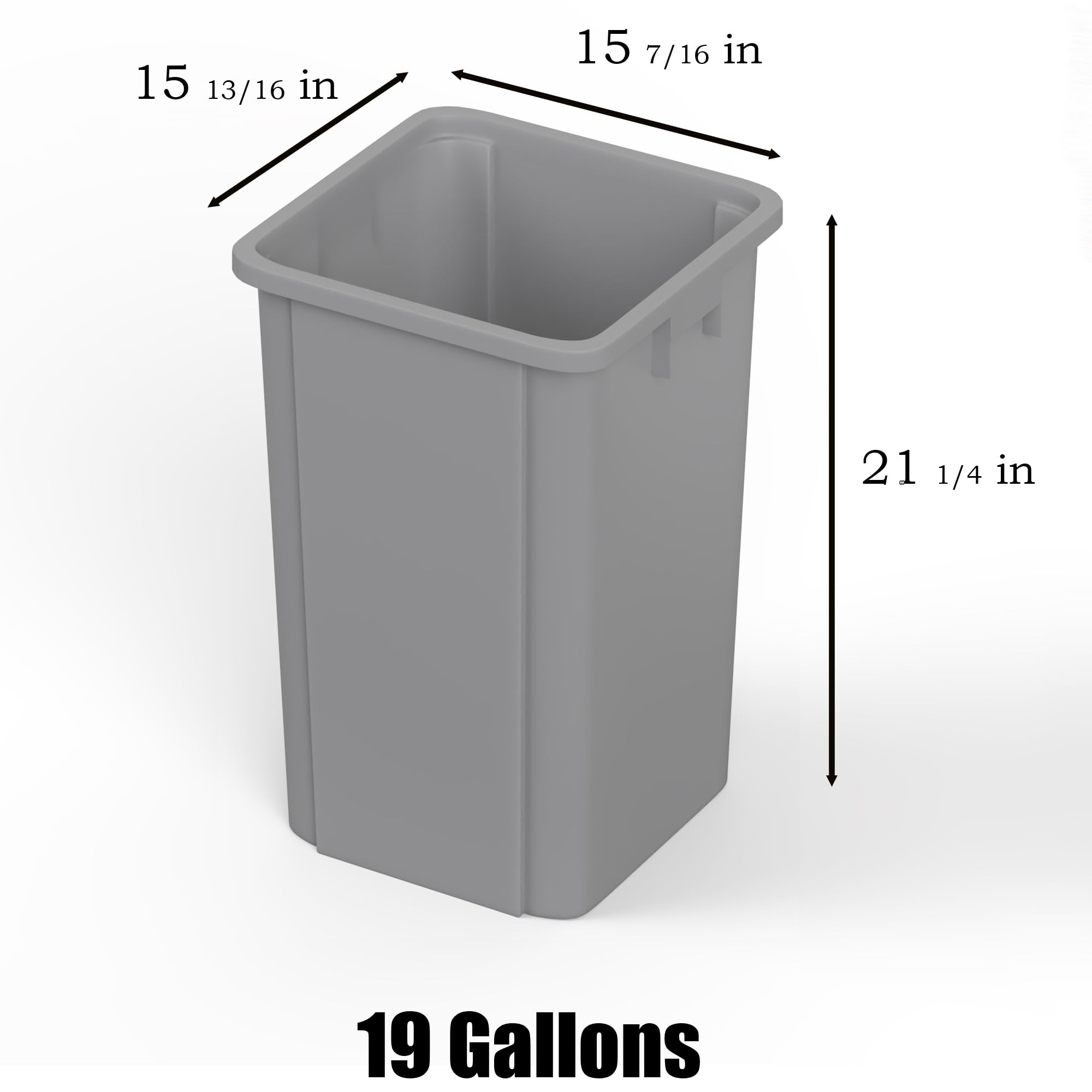 19 Gallon Gray Square Commercial Trash