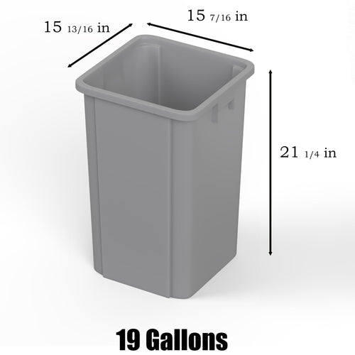 19 Gallon Gray Square Commercial Trash