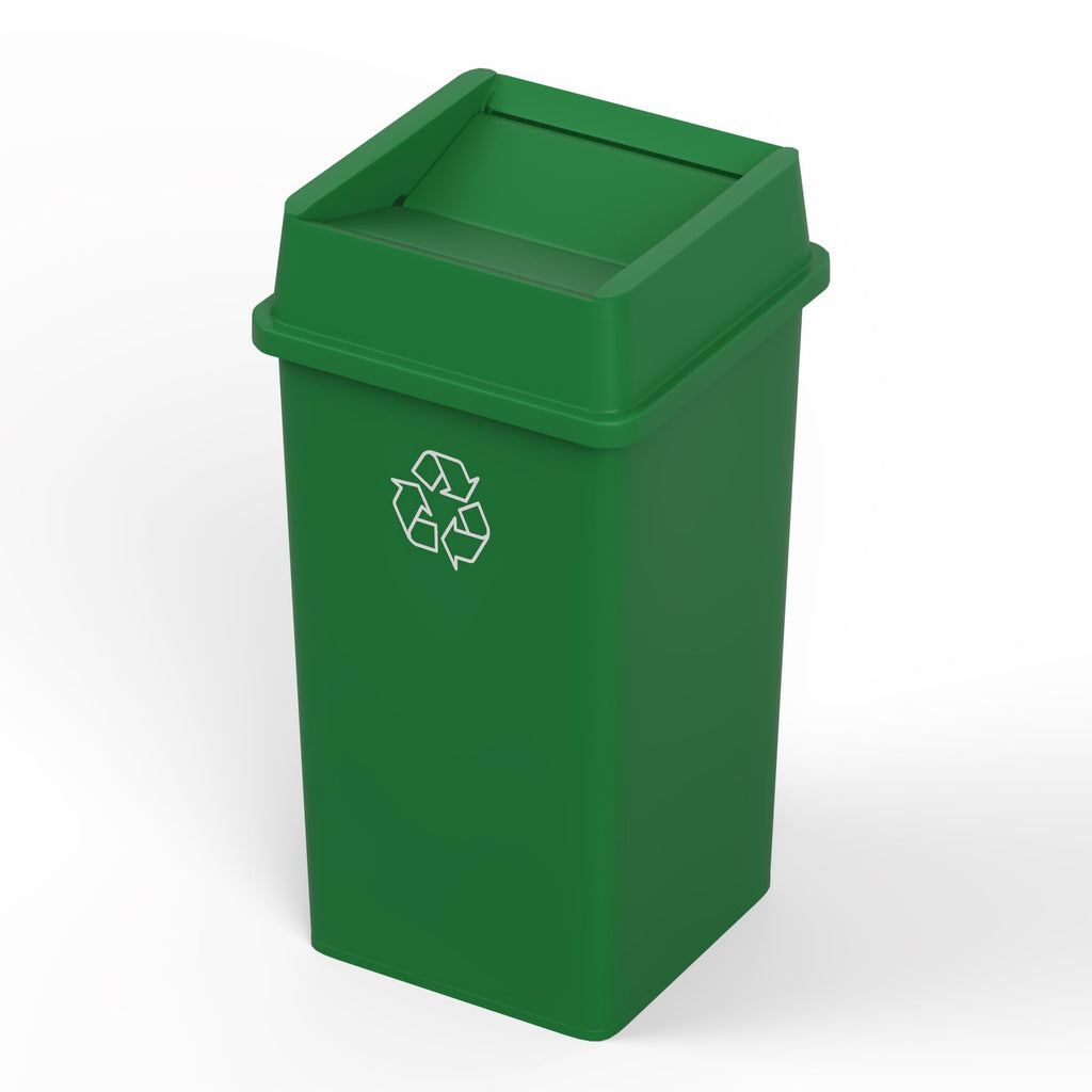 35 Gallon Green Recycle Square Commercial Trash