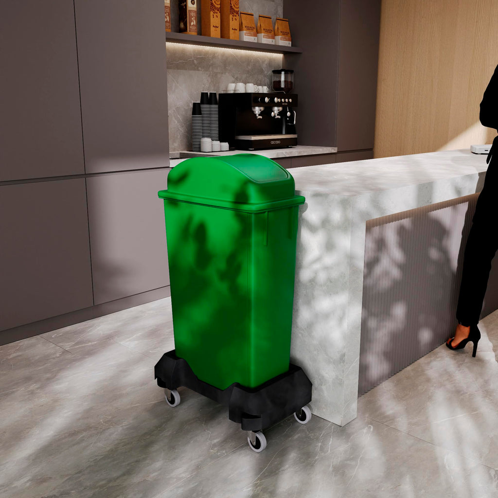 Regal Altair 23-Gallon Green Recycle Slim Trash Can with Swing Dome Lid and Dolly