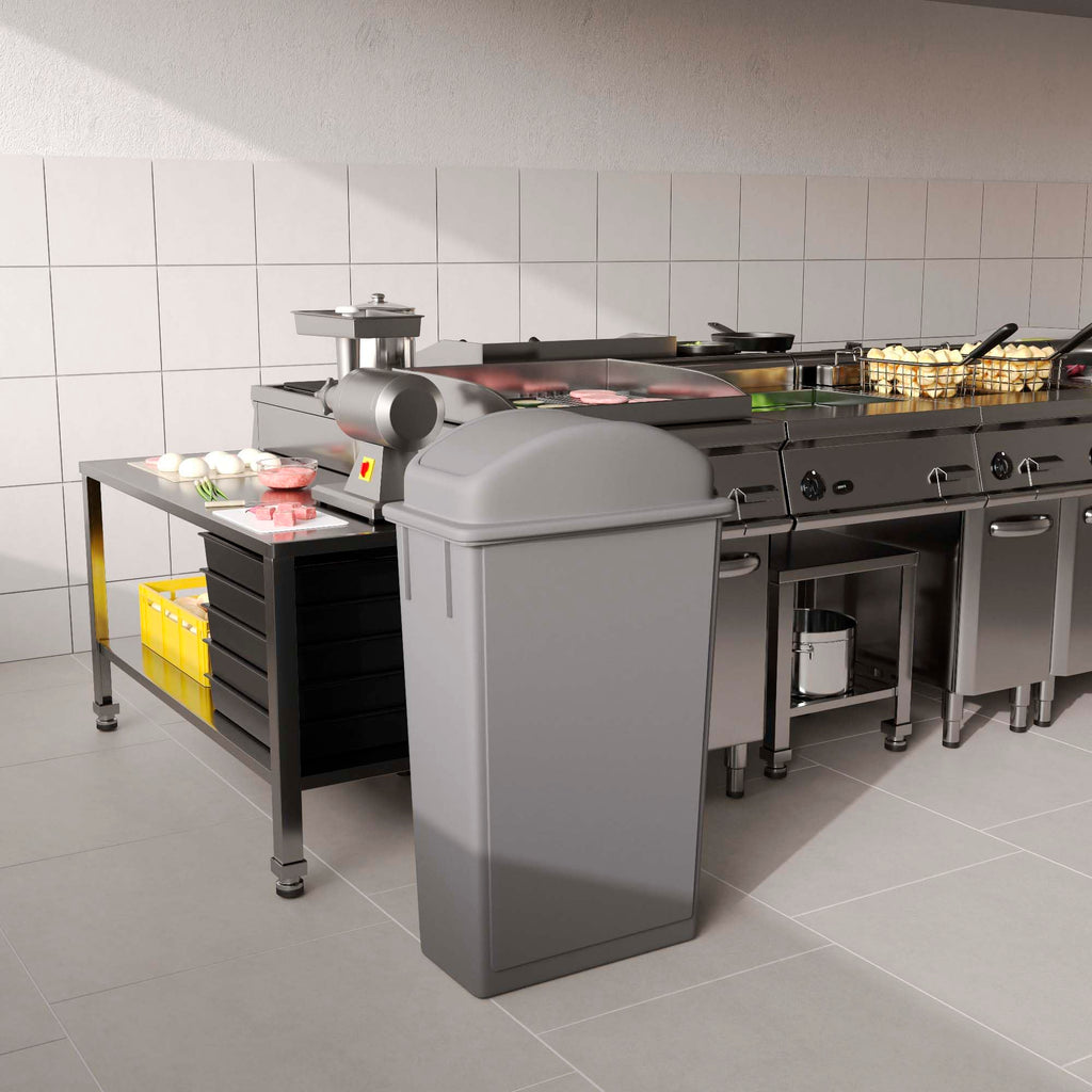 23-Gallon Gray Slim Trash Can with Swing Dome Lid