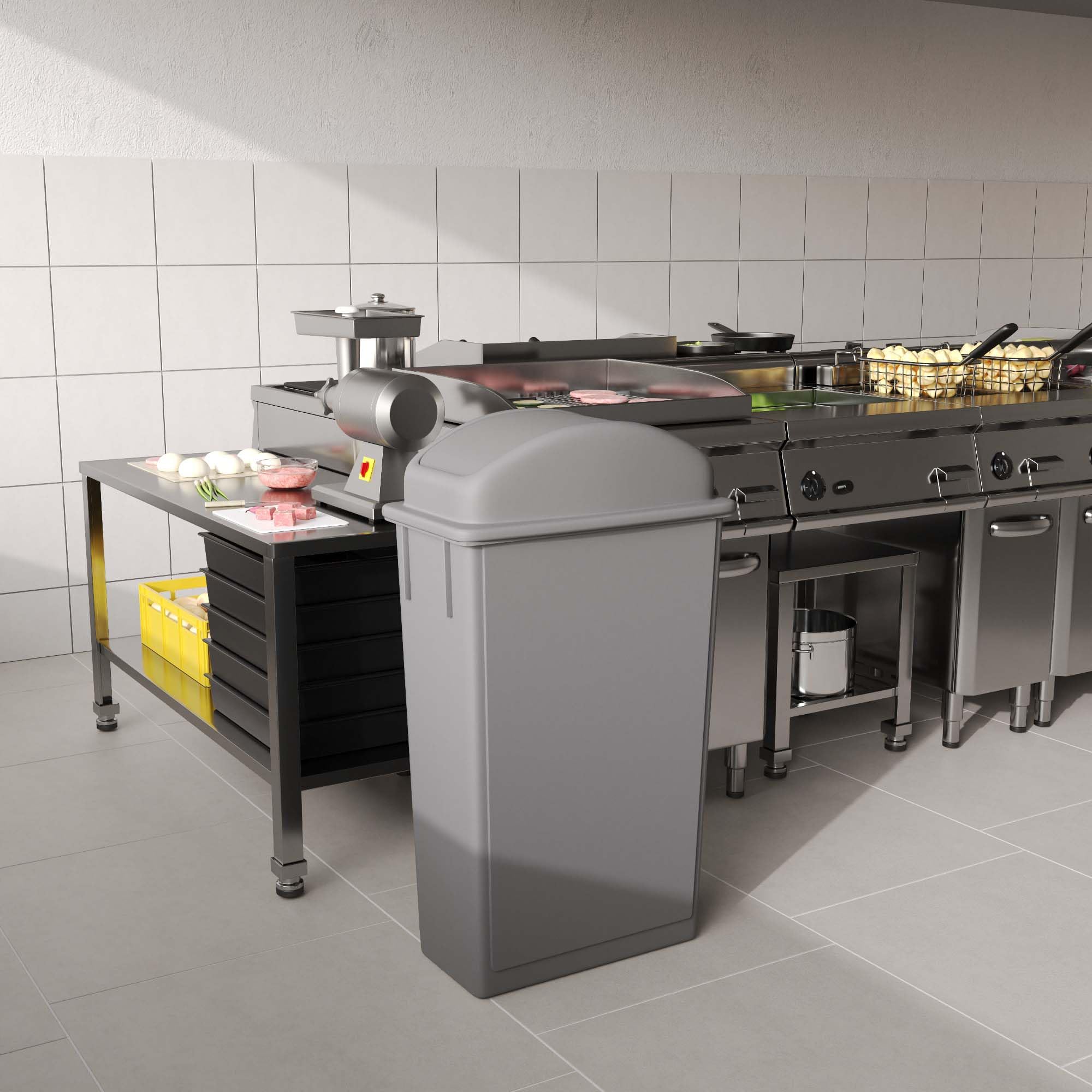 23-Gallon Gray Slim Trash Can with Swing Dome Lid