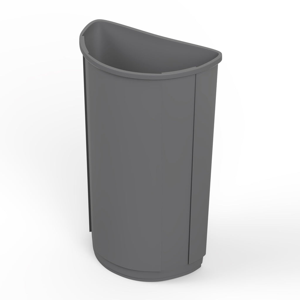 21-Gallon Half-Round Commercial Gray Trash Can