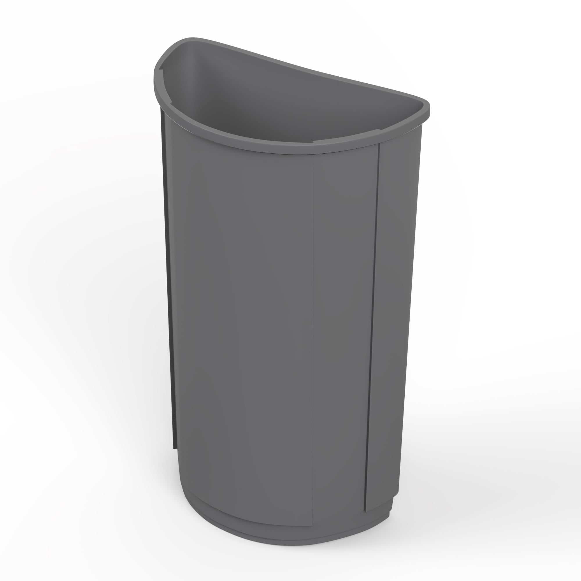 21-Gallon Half-Round Commercial Gray Trash Can