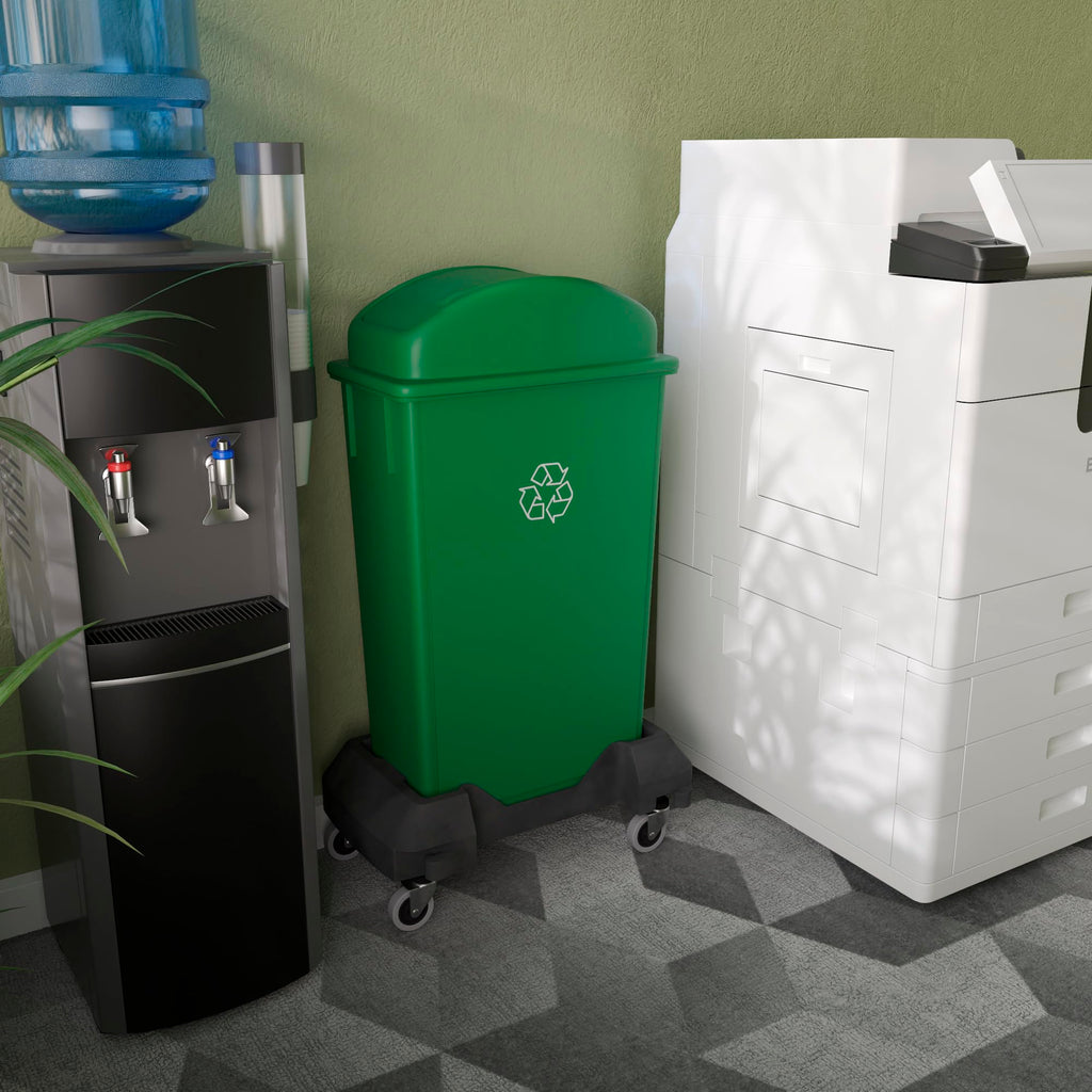 Regal Altair 23-Gallon Green Recycle Slim Trash Can with Swing Dome Lid and Dolly