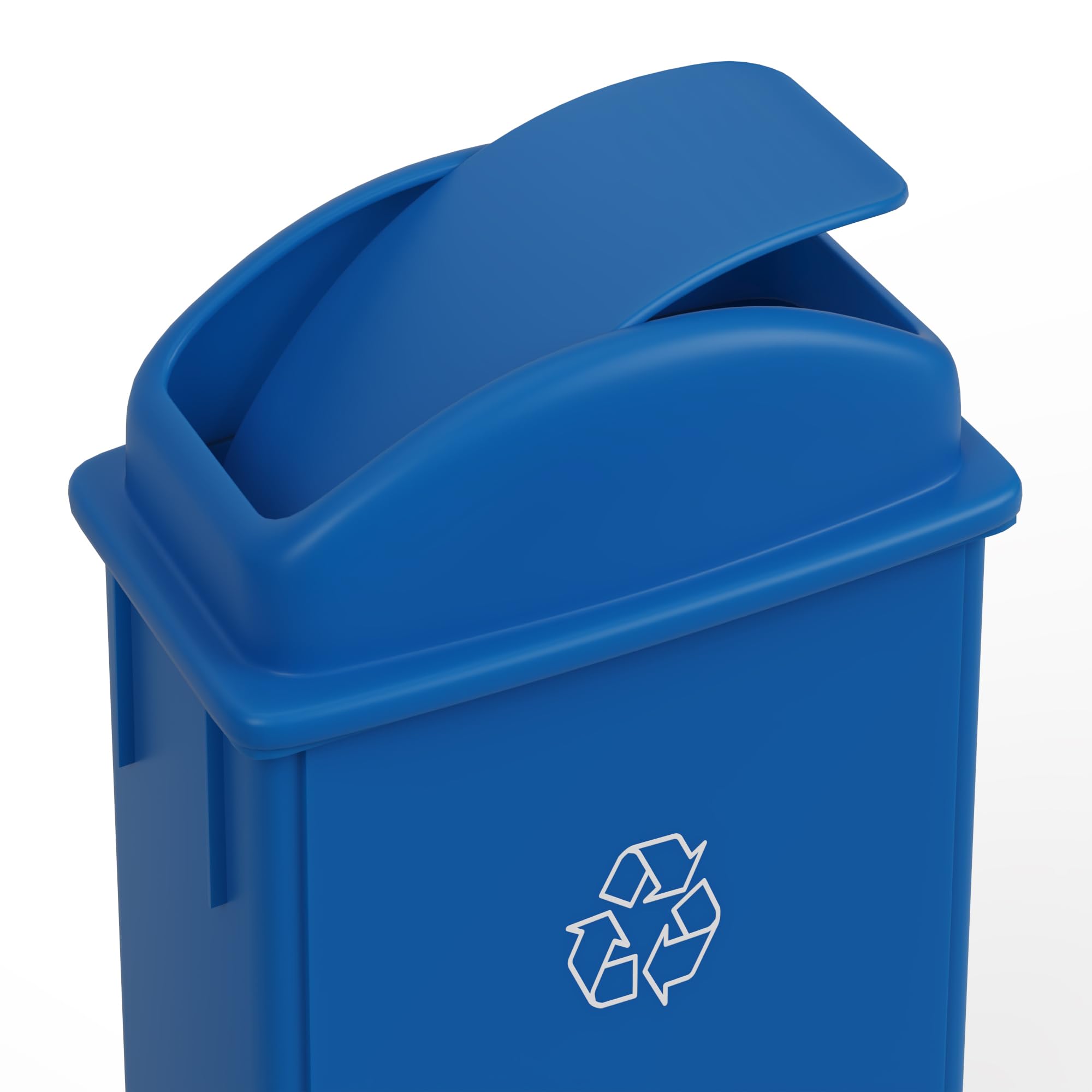 23-Gallon Blue Recycle Slim Trash Can with Swing Dome Lid and Dolly