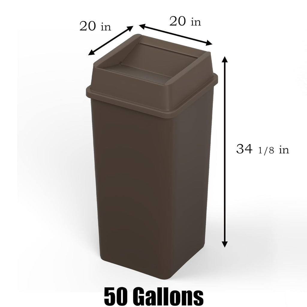 50 Gallon Brown Square Commercial Trash
