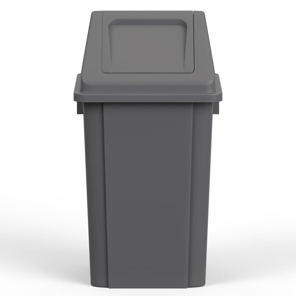 19 Gallon Gray Square Trash Can with Dome Swing Lid