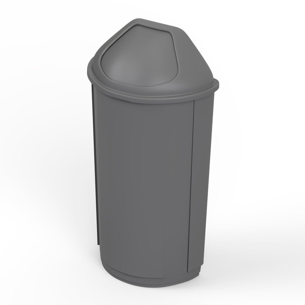 21-Gallon Gray Half-Round Commercial Trash Can with Dome Swing-Door Lid